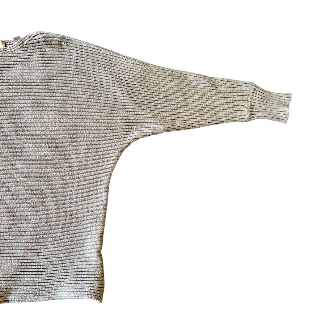 ELIE. by Elie Tahari tan ribbed dolman sleeve sweater size Medium - Picture 2 of 5